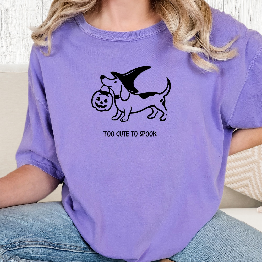 Comfort Colors Too Cute To Spook Vintage Washed Tee - Violet