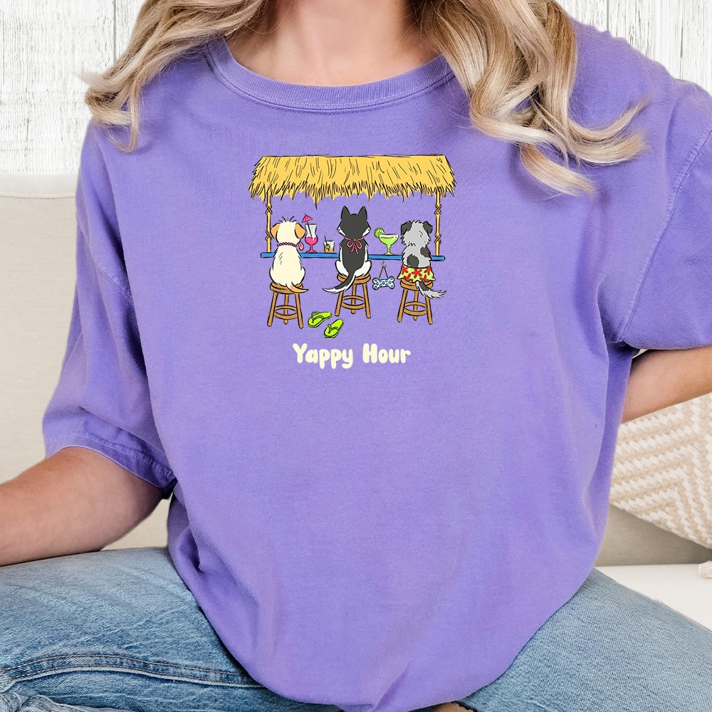 Comfort Colors Yappy Hour Vintage Washed Tee - Violet