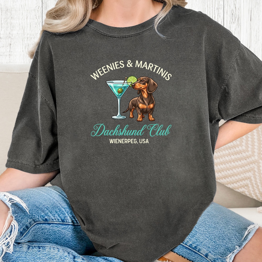 Comfort Colors Weenies & Martinis Vintage Washed Tee - Pepper
