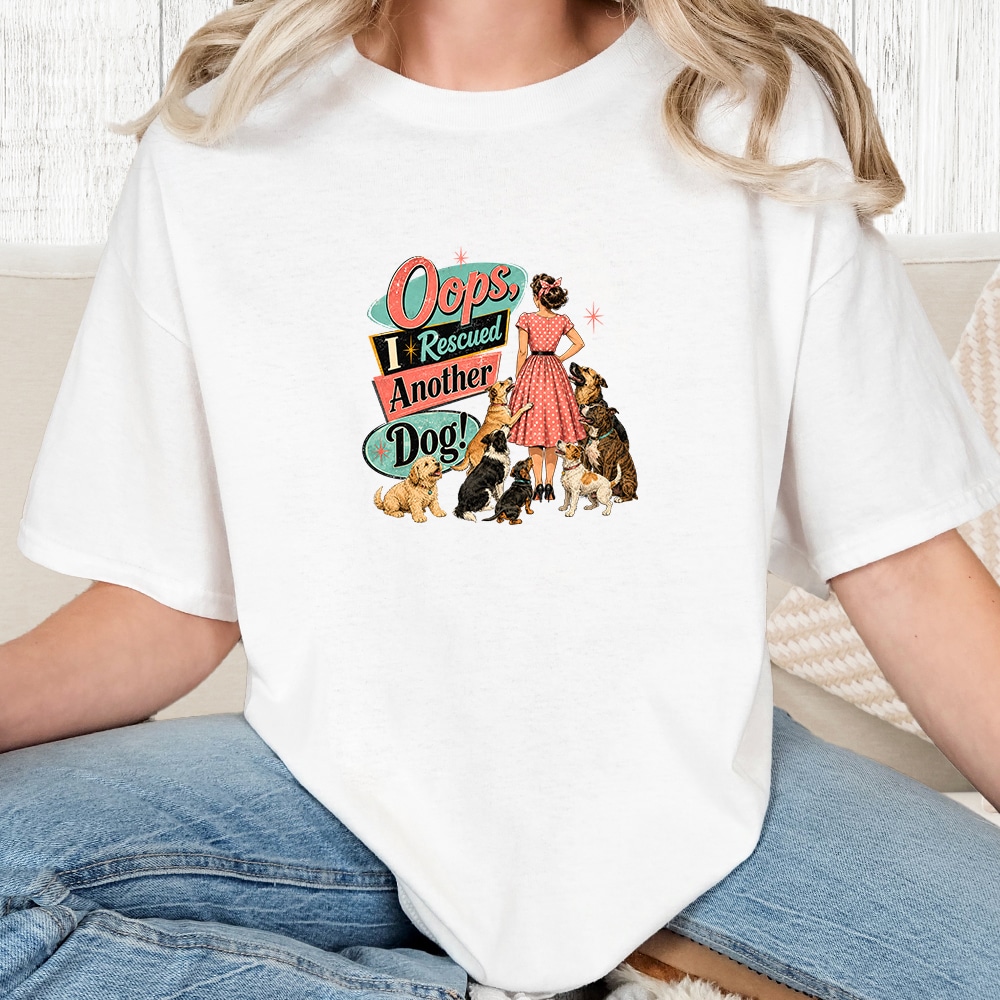 Comfort Colors Oops I Rescued Another Dog Vintage Washed Tee - White