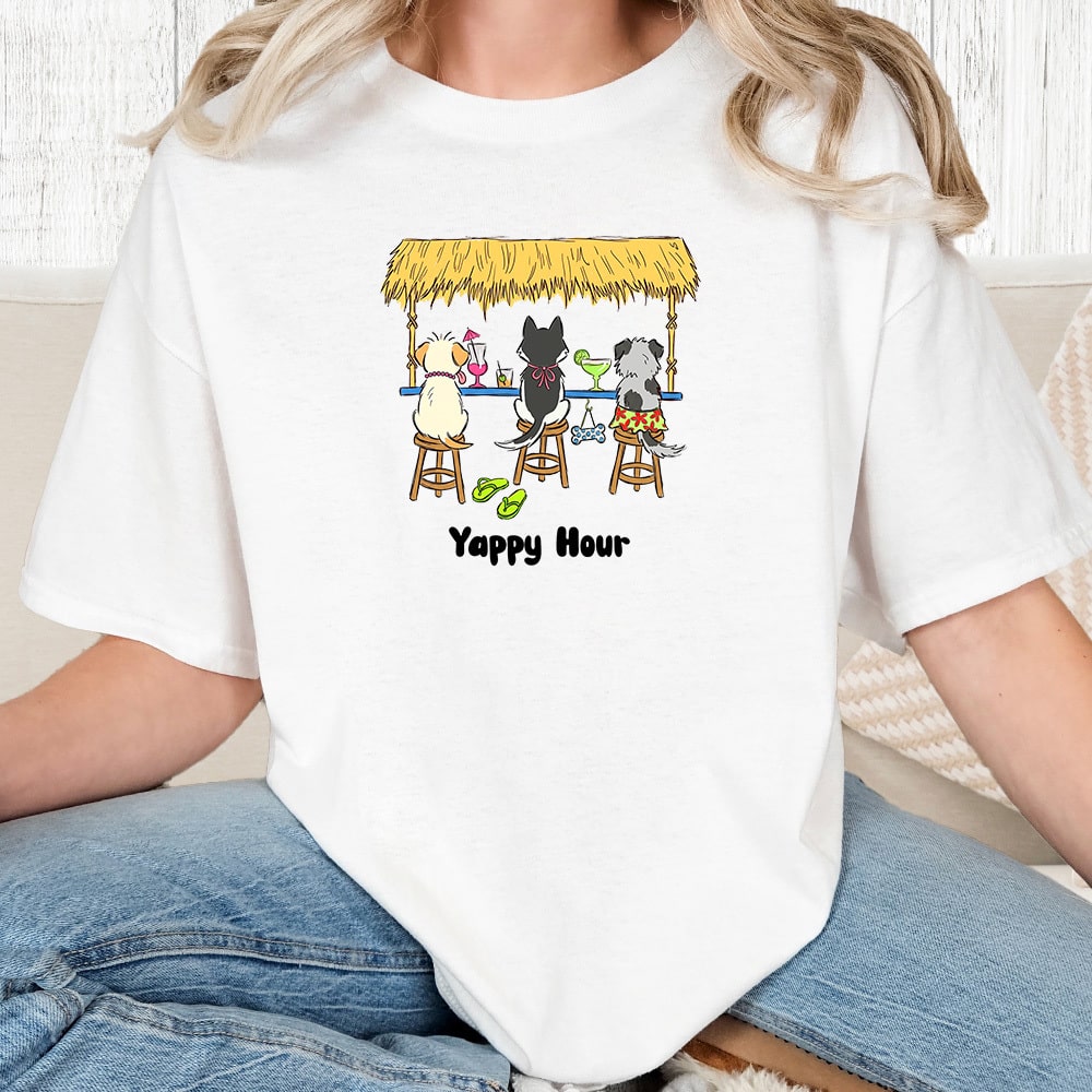 Comfort Colors Yappy Hour Vintage Washed Tee - White