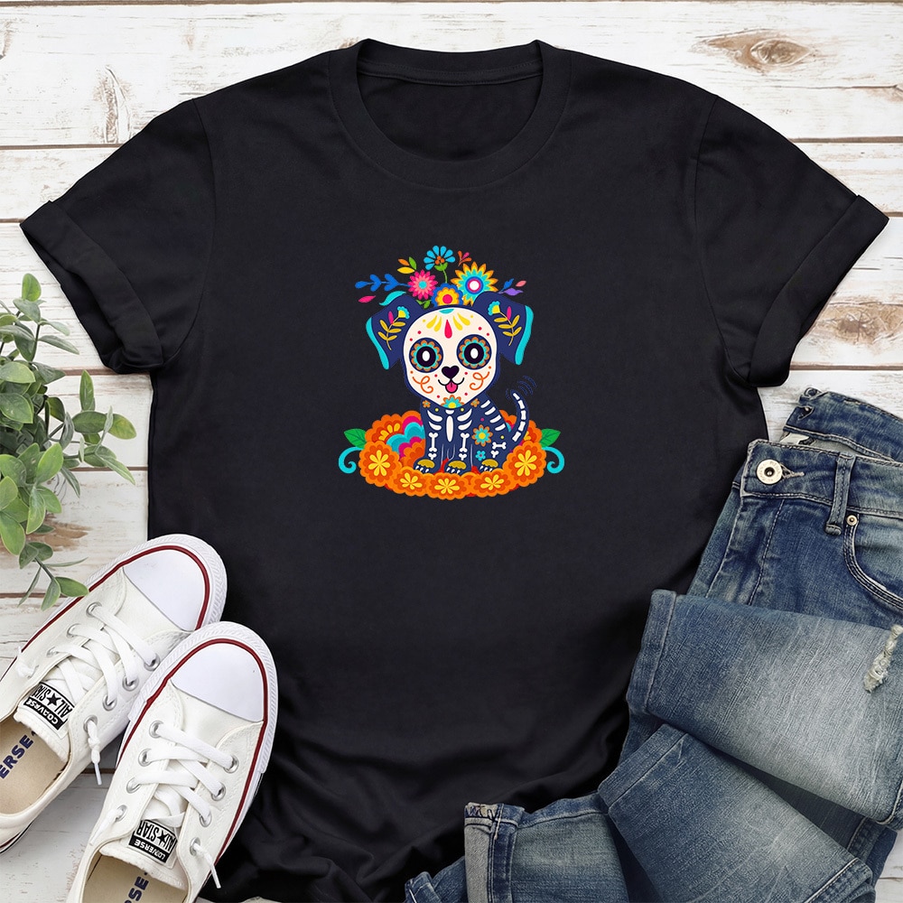 Sugar Skull Puppy Standard Tee Black