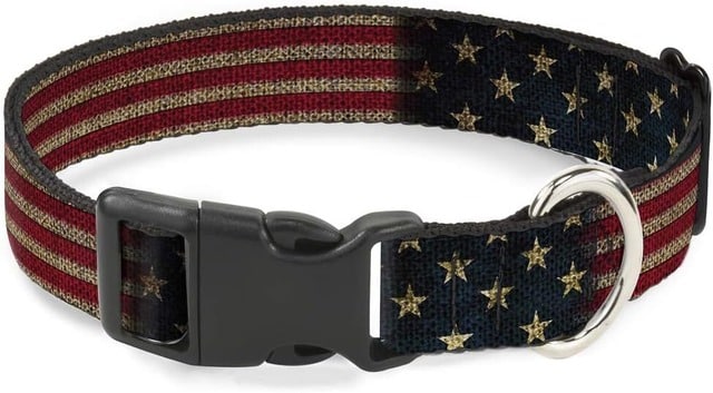 Buckle-Down vintage US flag plastic clip dog collar