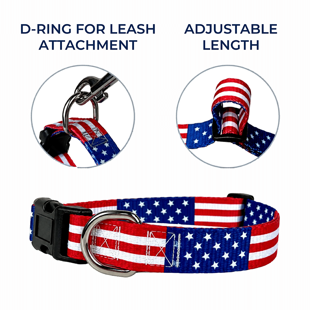 USA American Flag Dog Collar S-XL : Perfect for Patriot Pups, July 4th & 250 Years Anniversary Celebration - Image 4