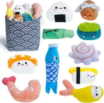  Nocciola Sushi with Takeout Bag Variety Pack Squeaky Interactive Dog Toy