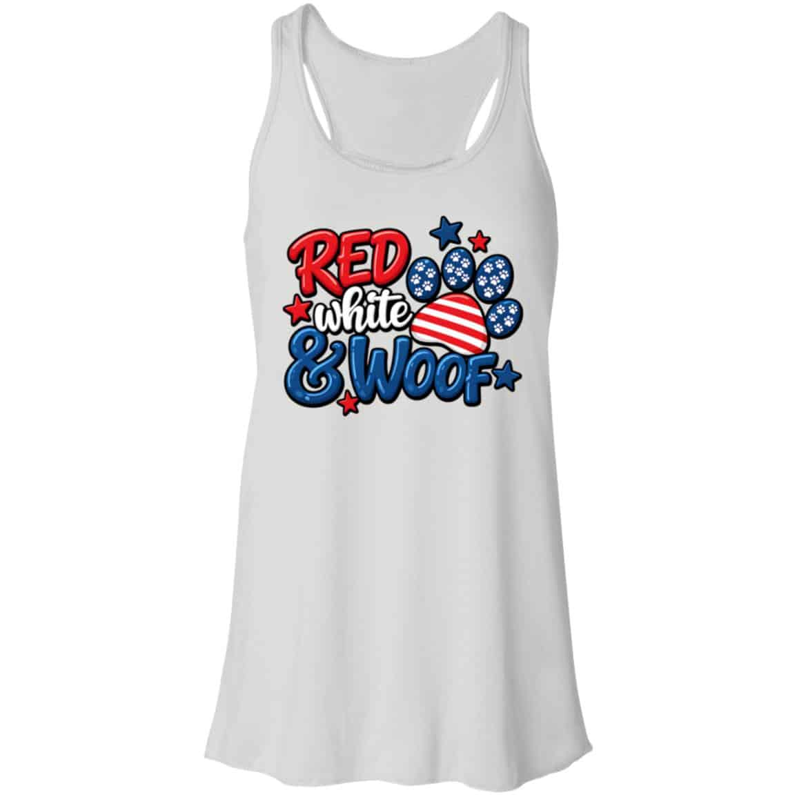 Red White Woof Flowy Tank White