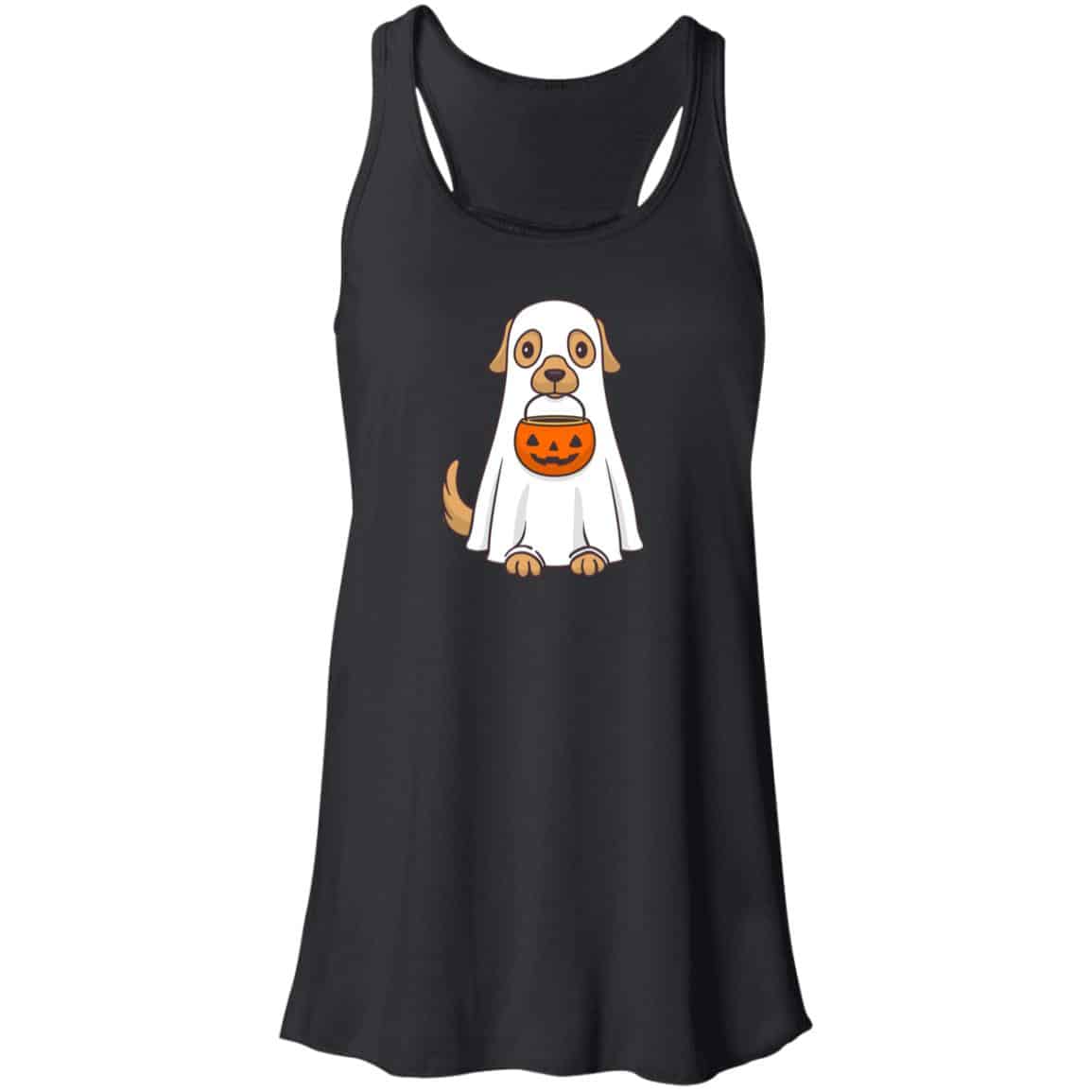 Spooky Trick Or Treat Pup Flowy Tank Black
