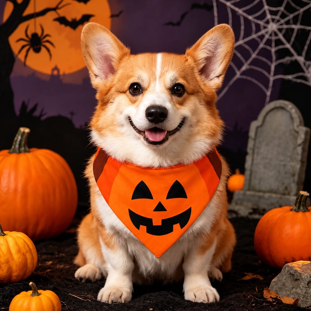 SUPER DEAL !!! --- Spooky Pumpkin Bandana (S, M, L)