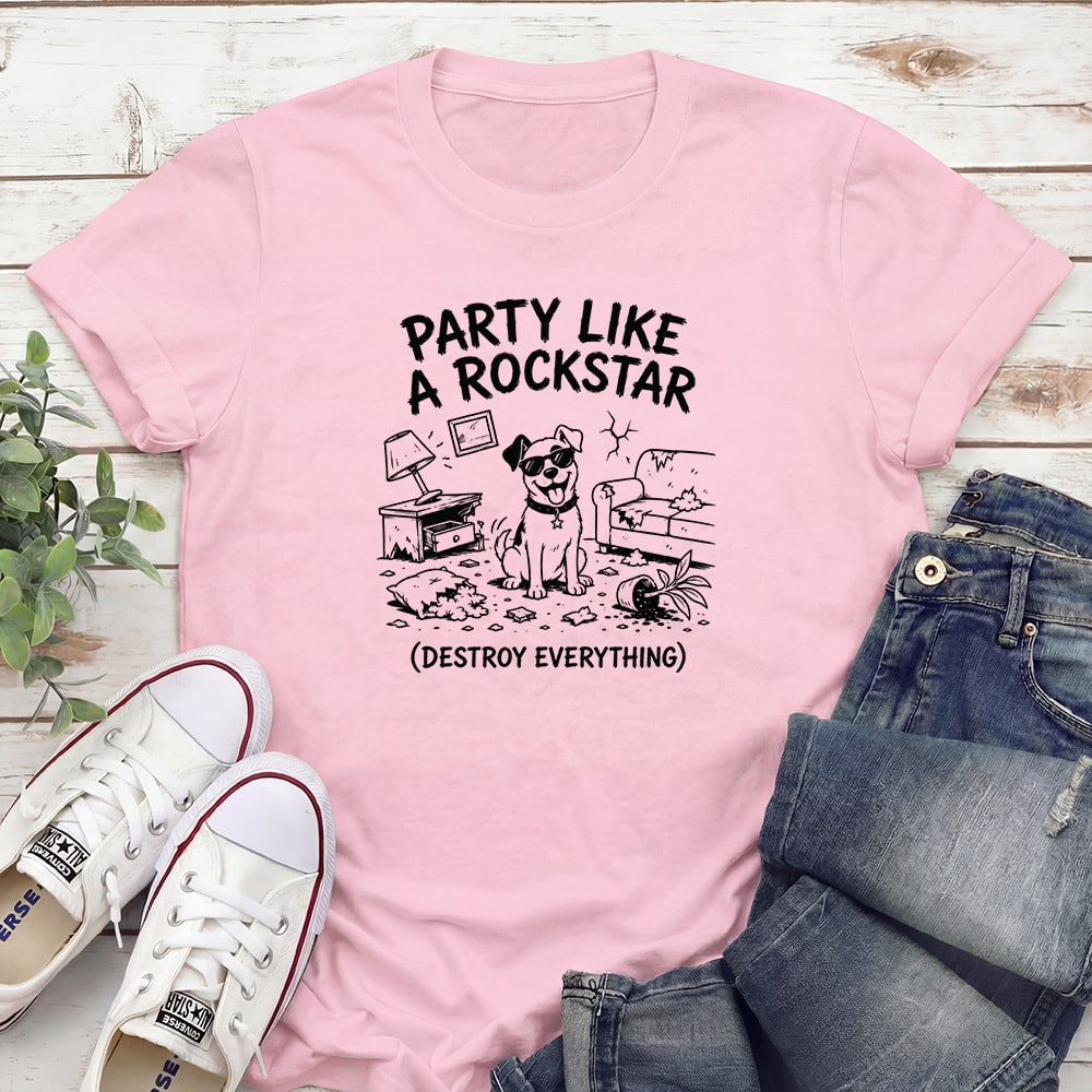 Party Like A Rockstar Standard Tee Light Pink