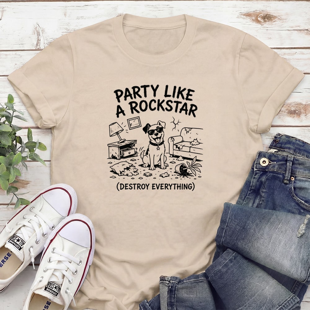 Party Like A Rockstar Standard Tee Tan