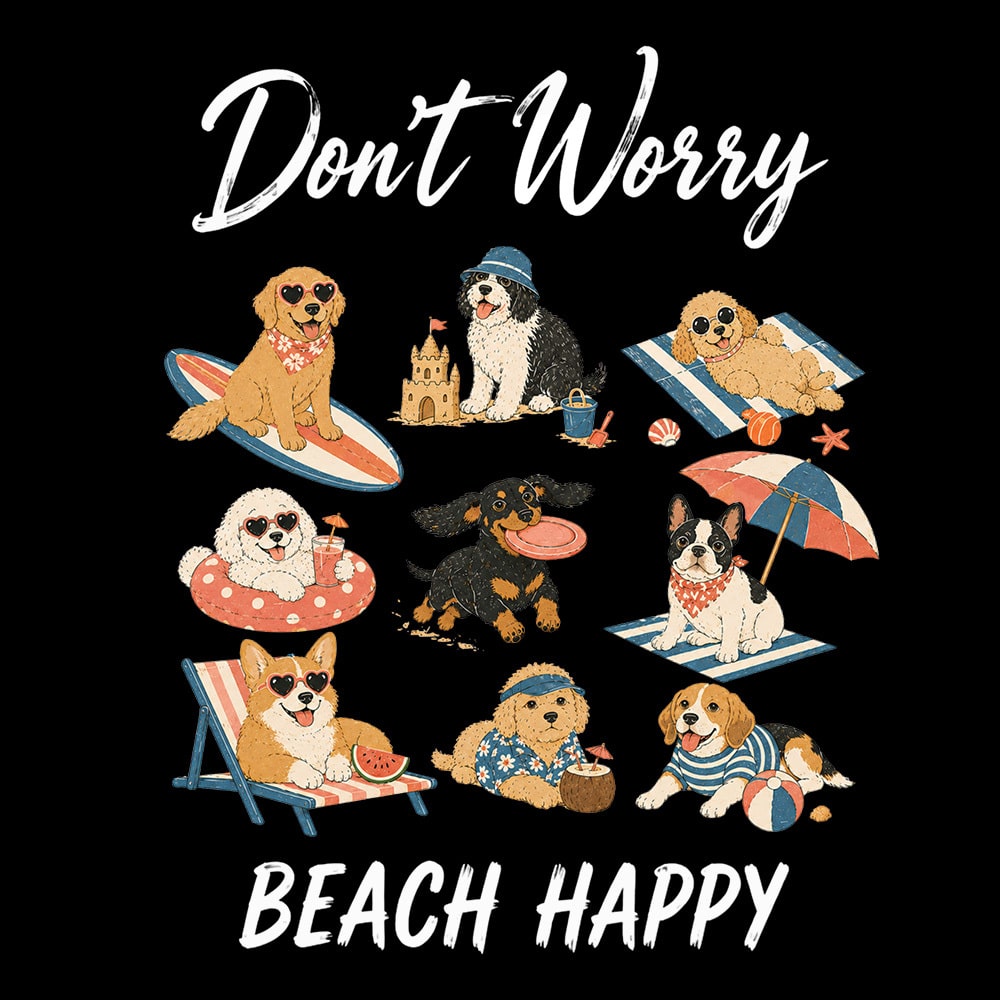 Don’t Worry Beach Happy Standard Tee Black - Image 2