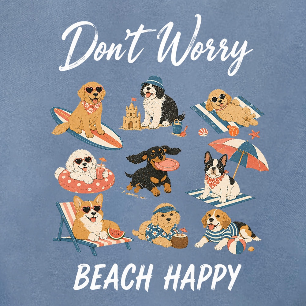 Comfort Colors Don’t Worry Beach Happy Premium Sweatshirt - Blue Jean - Image 2