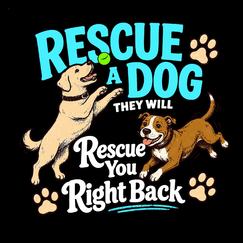 Rescue A Dog Standard Tee Black - Image 2