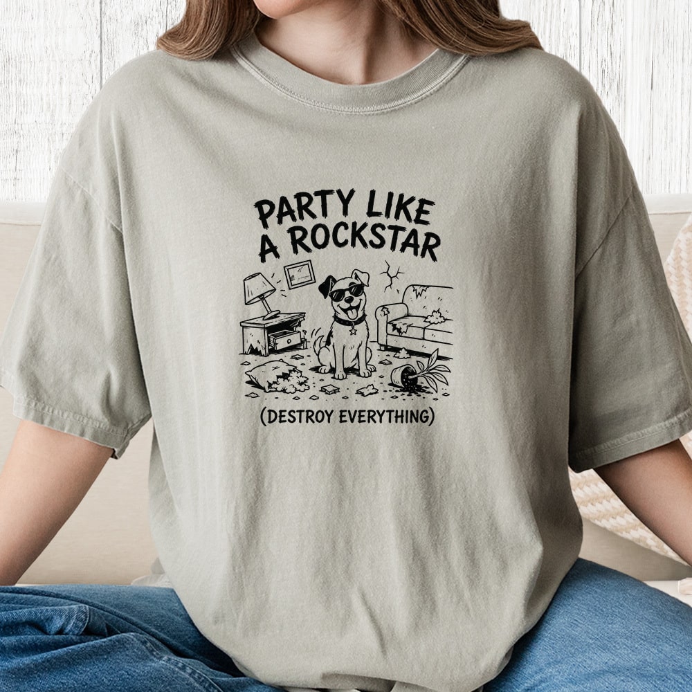 Comfort Colors Party Like A Rockstar Vintage Washed Tee - Sandstone