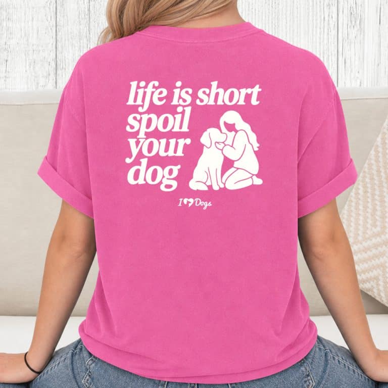 Comfort Colors Spoil Your Dog Life Is Short iHeartDogs Vintage Washed Tee - Crunchberry