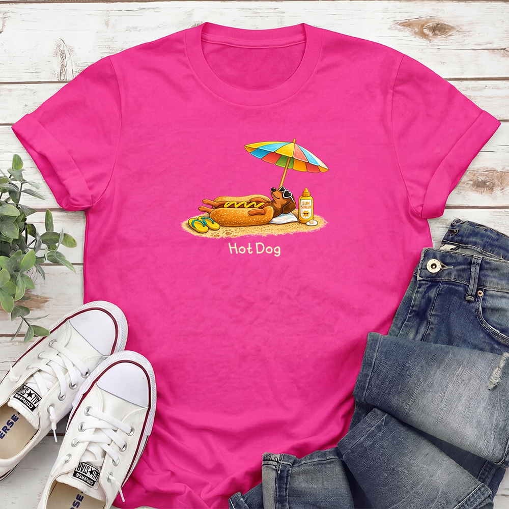 Hot Dog Summer Standard Tee Pink