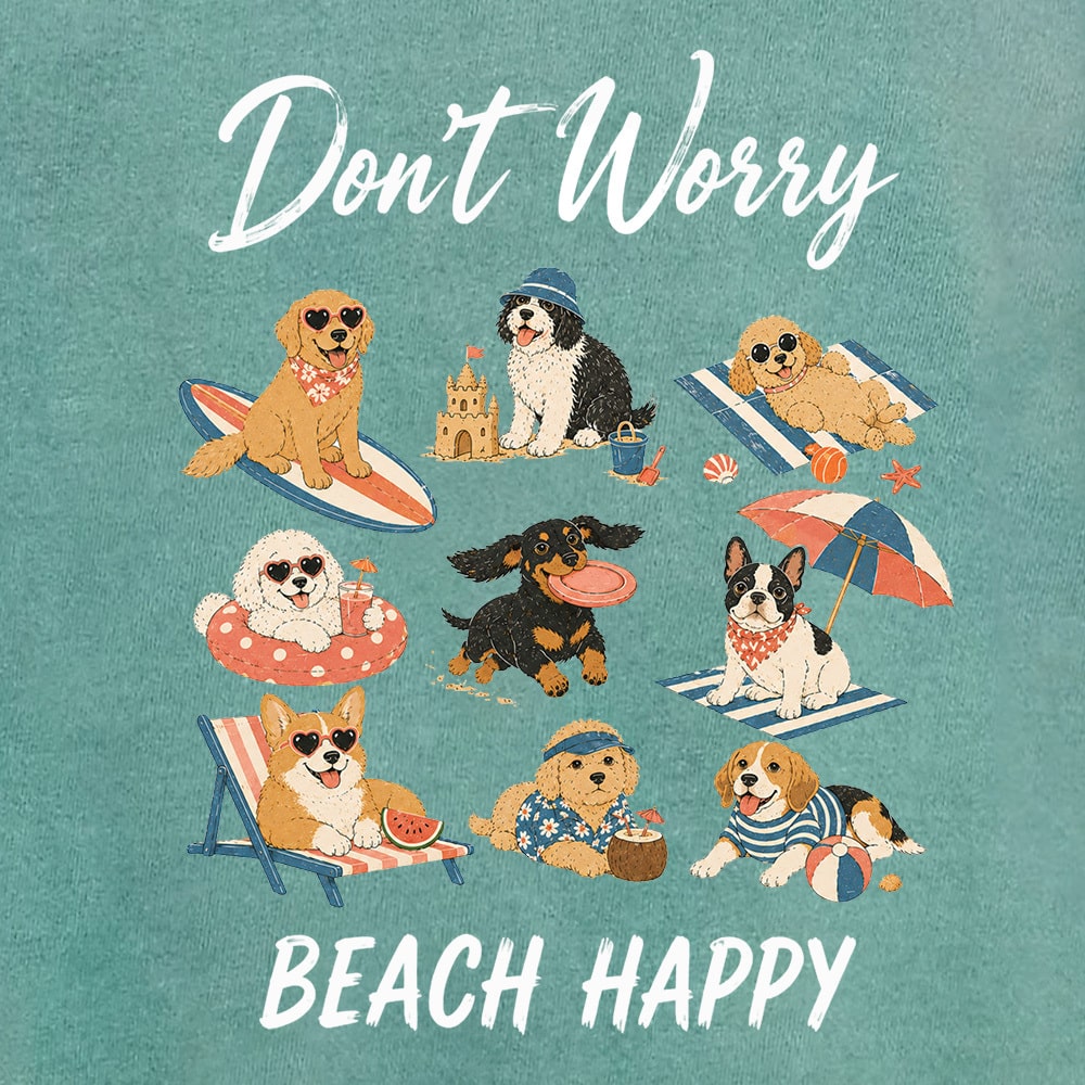 Comfort Colors Don’t Worry Beach Happy Premium Sweatshirt - Light Green - Image 2