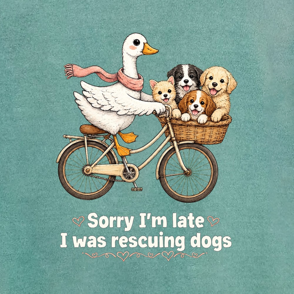 Comfort Colors Sorry I’m Late I Was Rescuing Dogs Premium Sweatshirt - Light Green - Image 2