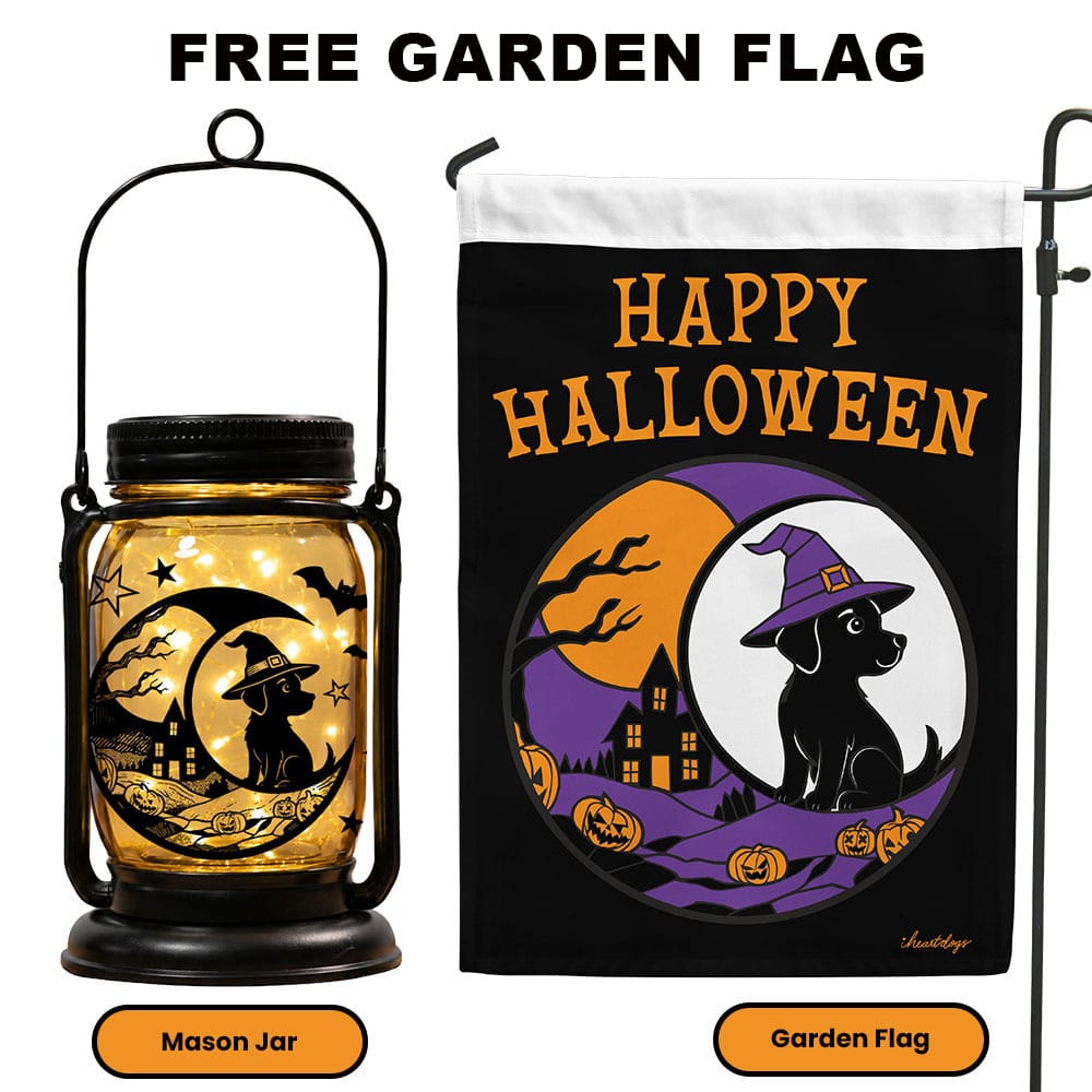 FREE Halloween Dog Garden Flag with Purchase of Holiday Celebration Mason Jar Lantern Solar Light