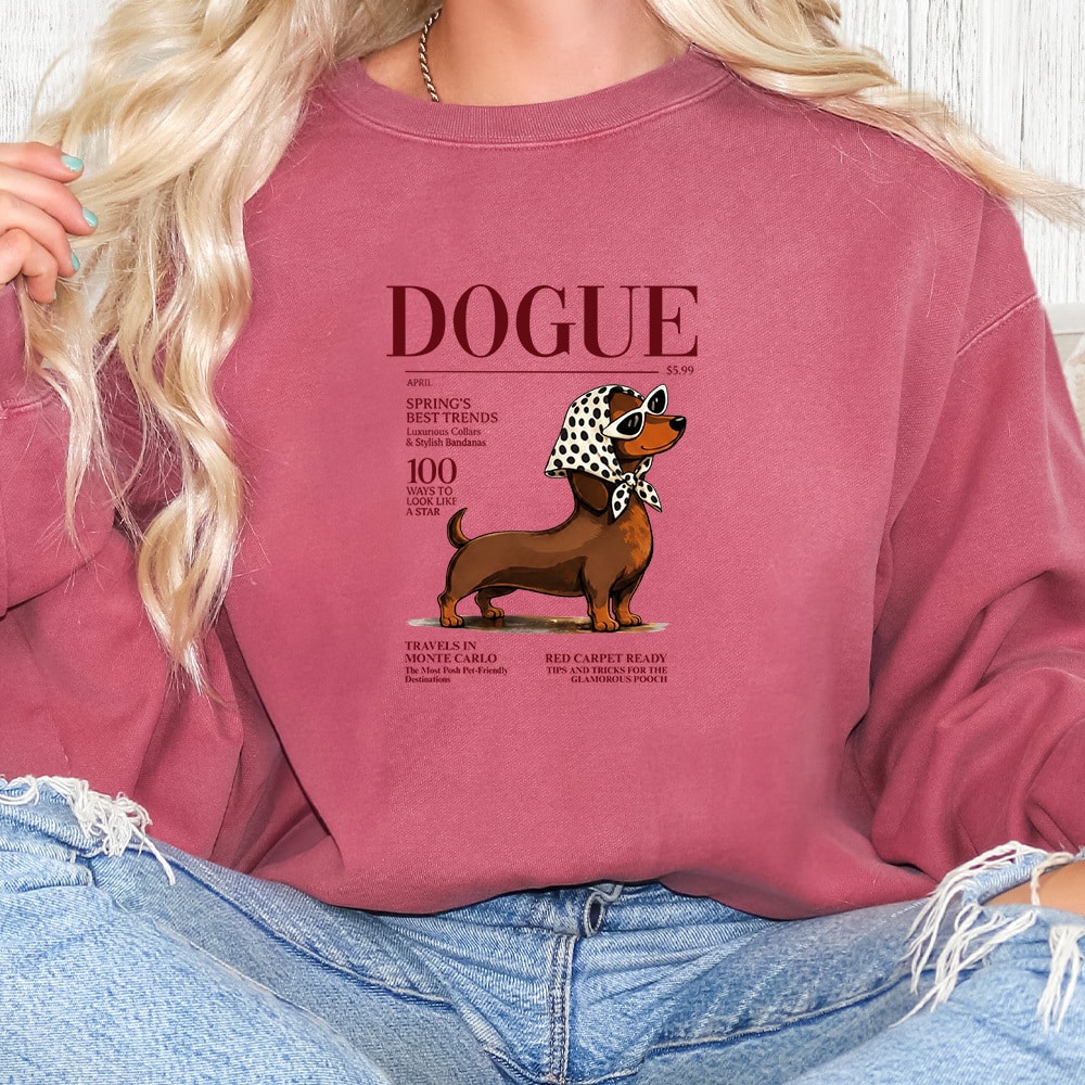 Comfort Colors Dogue Dachshund Premium Sweatshirt - Crimson