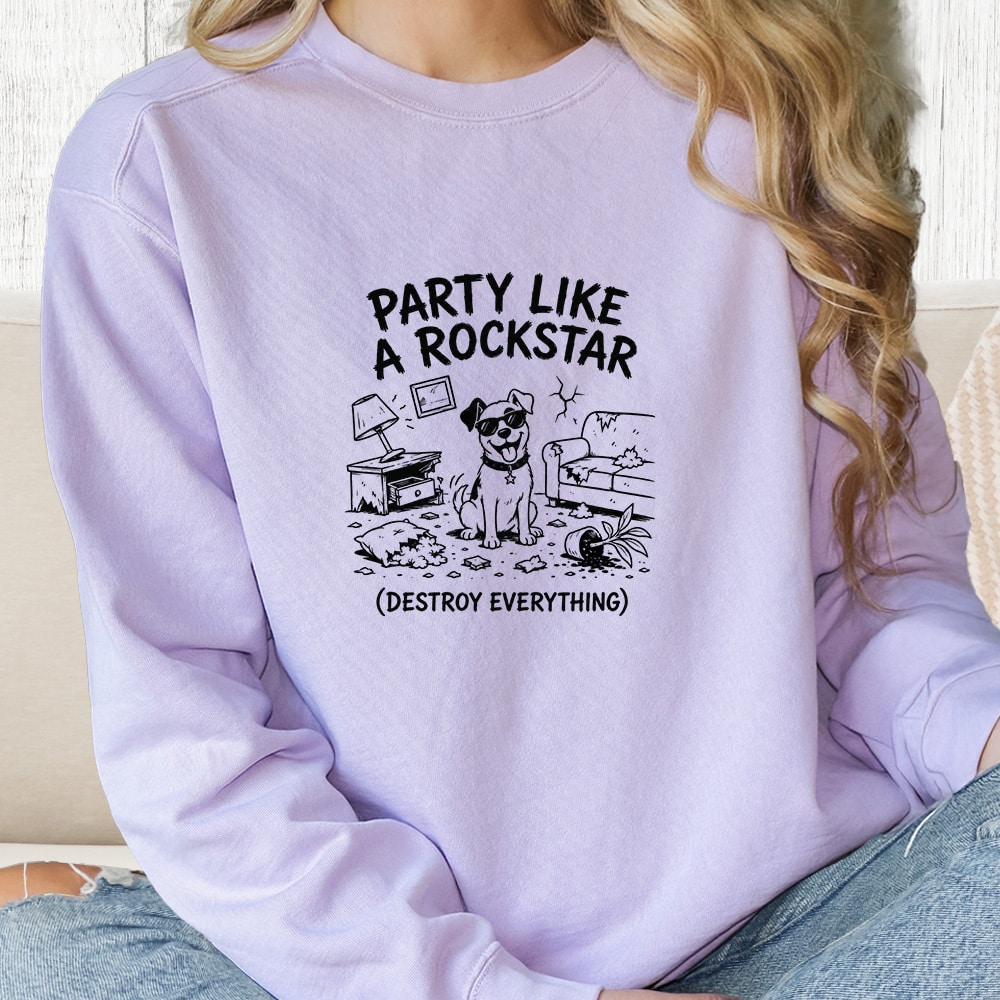 Comfort Colors Party Like A Rockstar Premium Sweatshirt - Orchid