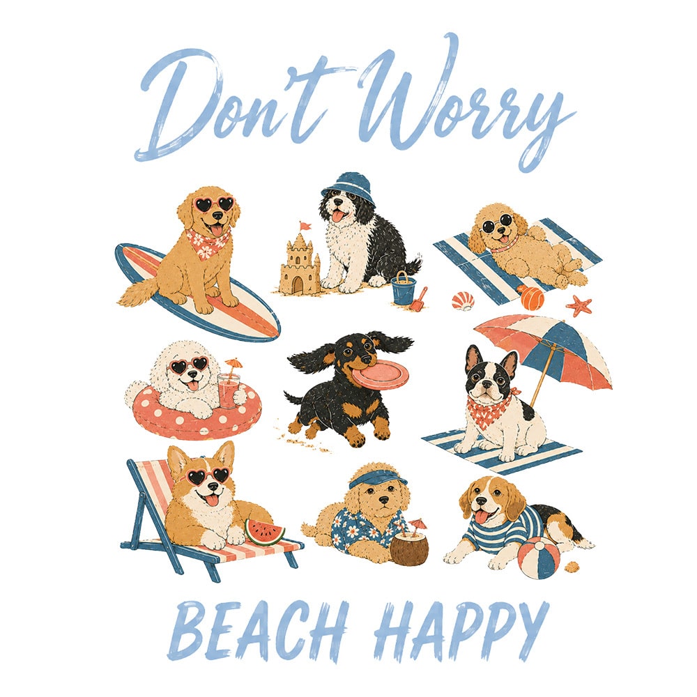 Don’t Worry Beach Happy Standard Tee White - Image 2