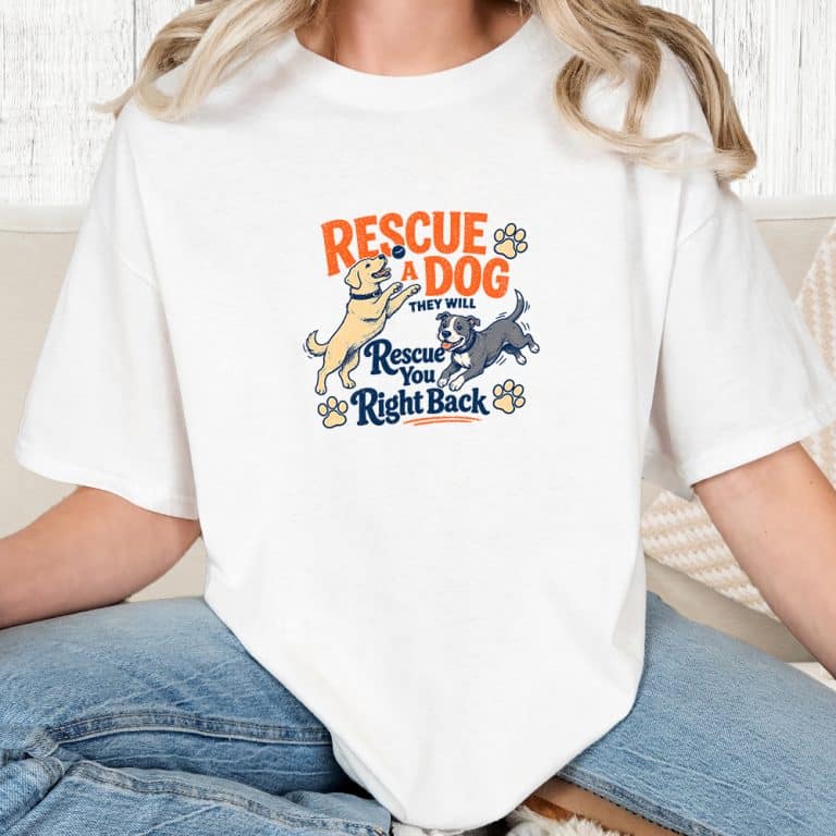 Comfort Colors Rescue A Dog Vintage Washed Tee - White