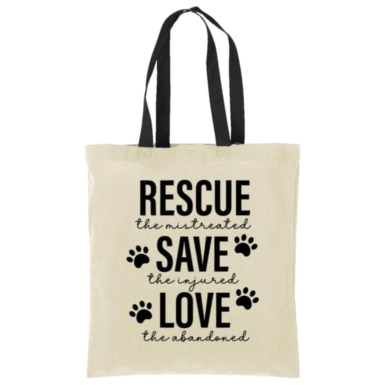 Rescue Save Love Cotton Tote Tan