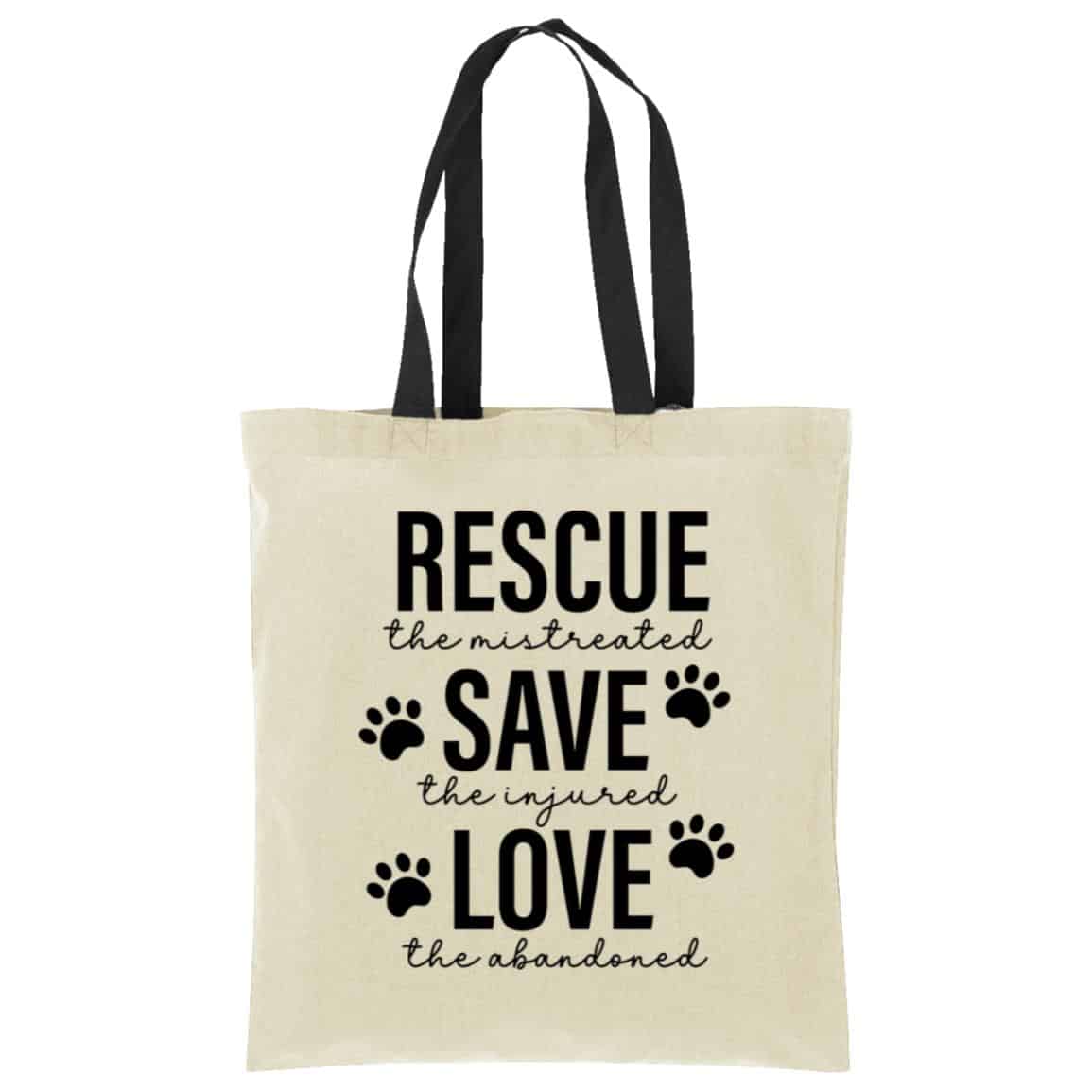 Rescue Save Love Cotton Tote Tan