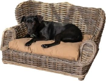 THE LICKER STORE Classic Mediterranean Handwoven Rattan Elevated Sofa Dog & Cat Daybed