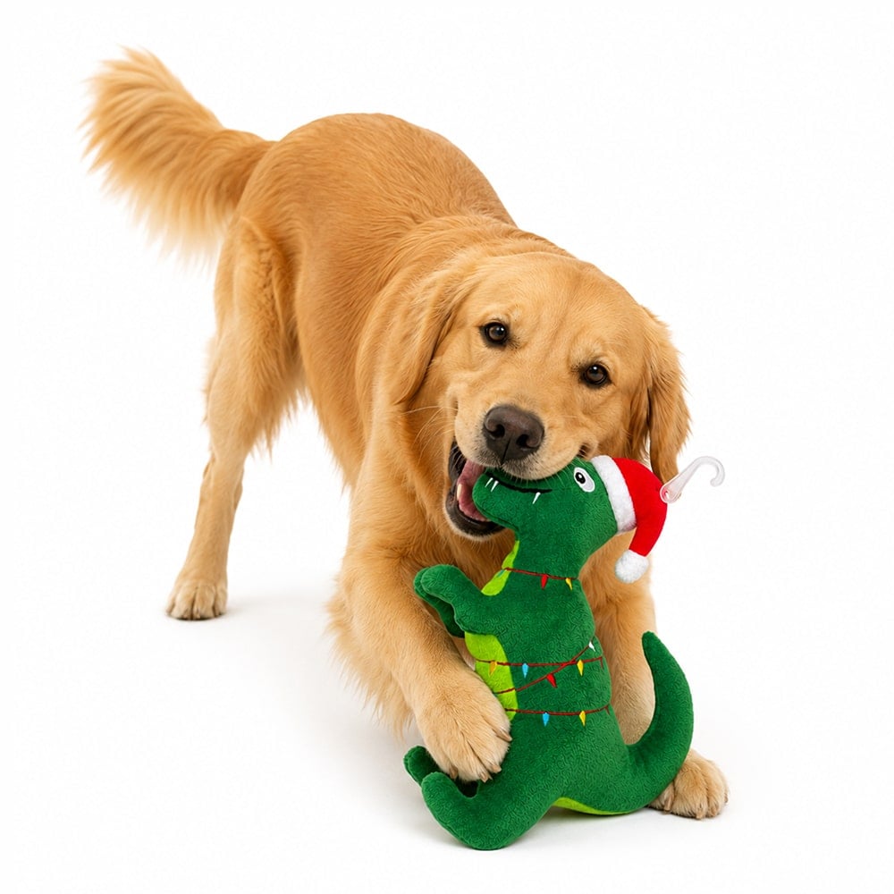 Rex the Christmas Dino Plush Dog Toy - Image 4