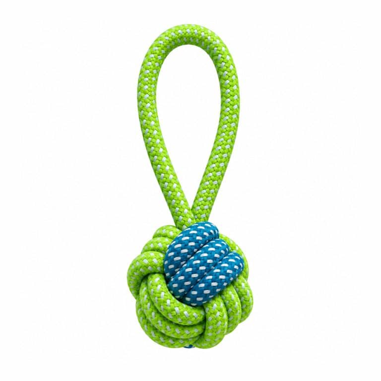 Blue & Green Knotted Rope Ball Tug Dog Toy