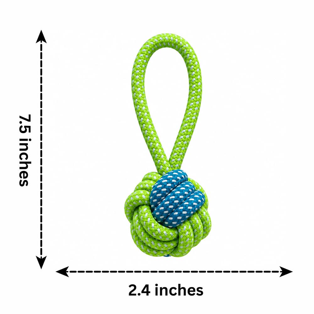 Blue & Green Knotted Rope Ball Tug Dog Toy - Image 3
