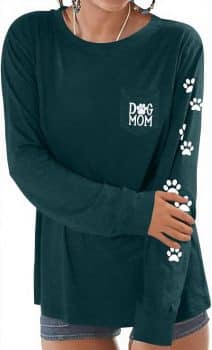 Women Dog Paw Shirt Paw Print Shirts Patch Pocket