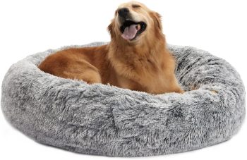 Bedfolks Calming Fluffy Donut Dog Bed 