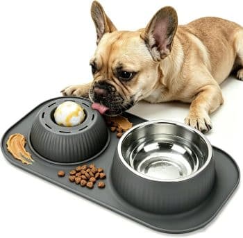 Dog Licking Bowl with Rolling Ball