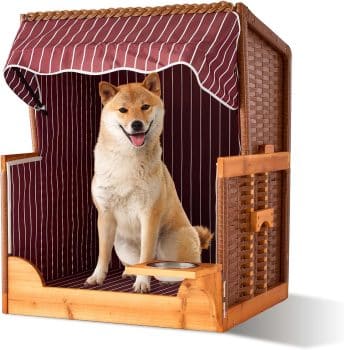 Relaxdays Dog Beach Chair with Rattan Frame