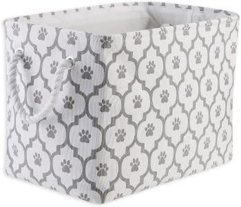 Bone Dry Paw Lattice Print Rectangle Dog Storage Bin, Grey, Medium