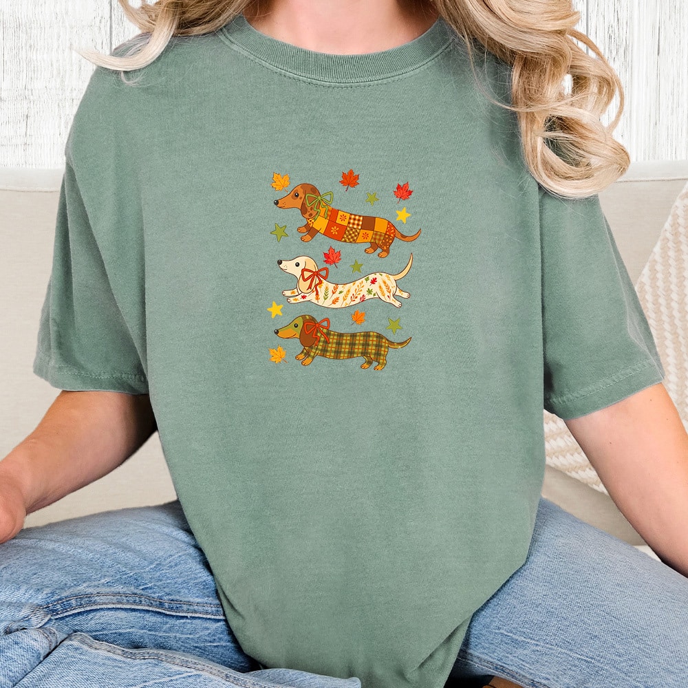 Comfort Colors Fall Fashion Dachshunds Vintage Washed Tee - Bay