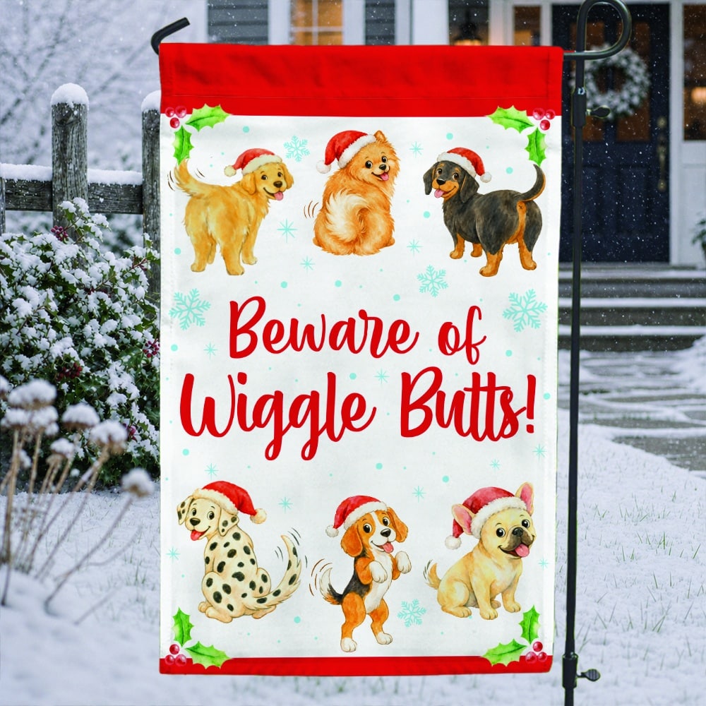 Beware of Wiggle Butts Christmas Garden Flag - Outdoor Yard Decor- Helps Feed Hungry Shelter Dogs in Need - Image 4
