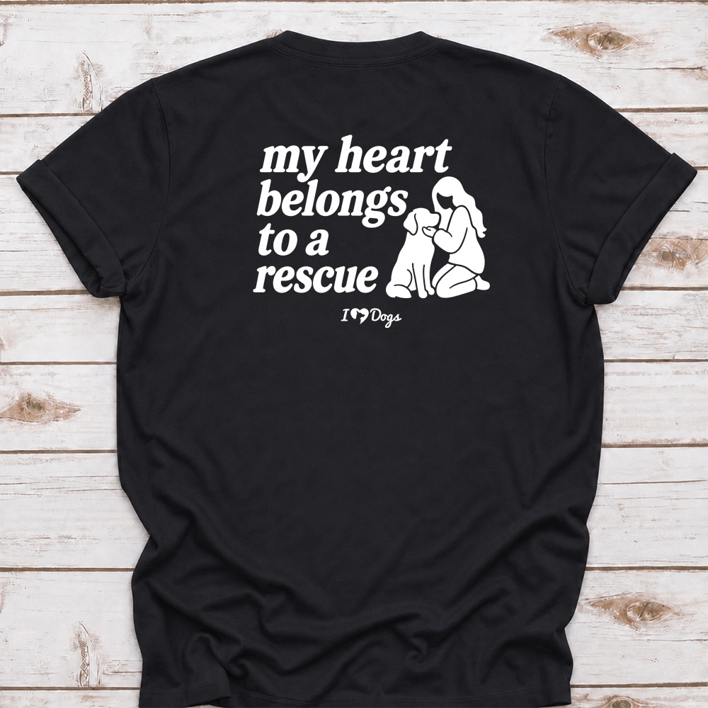 My Heart Belongs To A Rescue Dog iHeartDogs Standard Tee Black