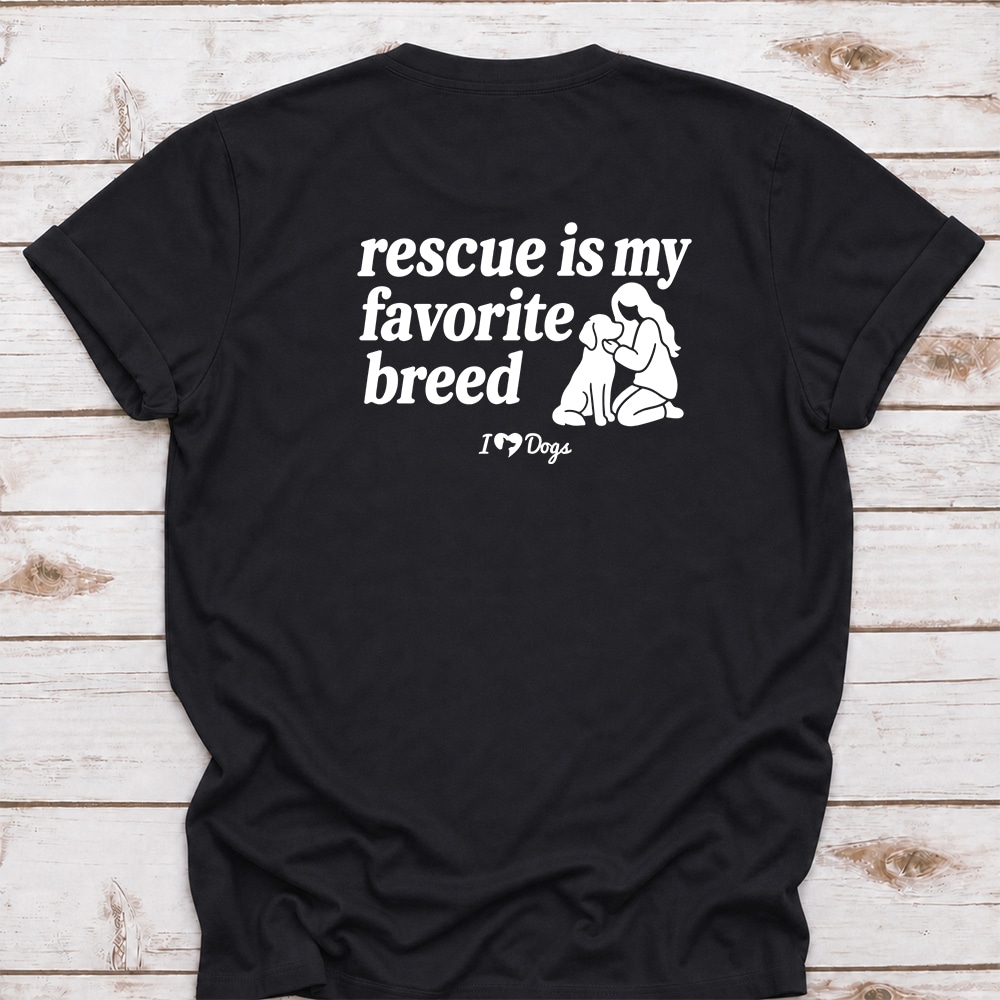 Rescue Is My Favorite iHeartDogs Standard Tee Black