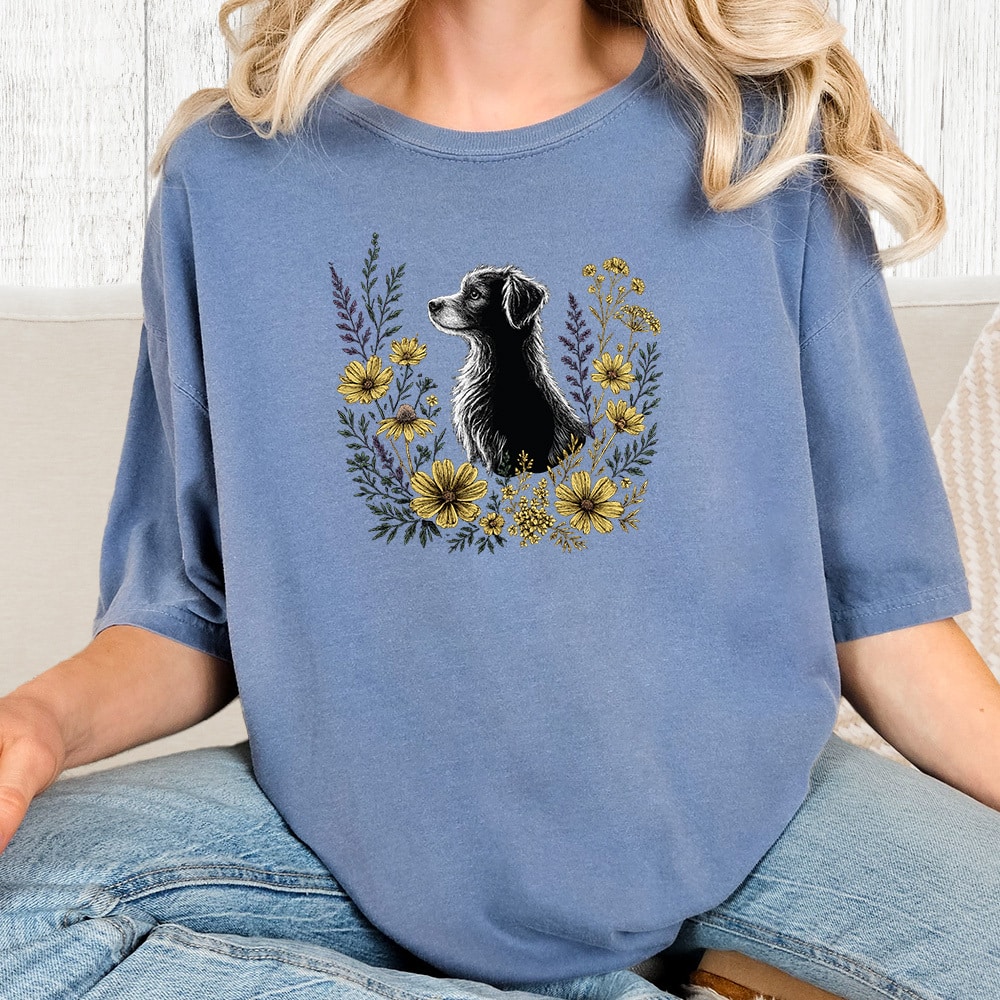 Comfort Colors Among The Wildflowers Vintage Washed Tee - Blue Jean