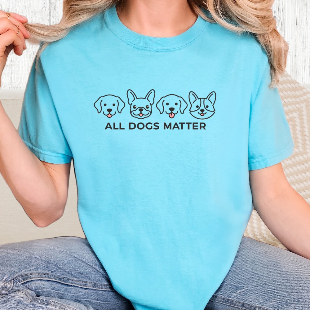 Comfort Colors All Dogs Matter Sketch (2026) Vintage Washed Tee - Lagoon Blue