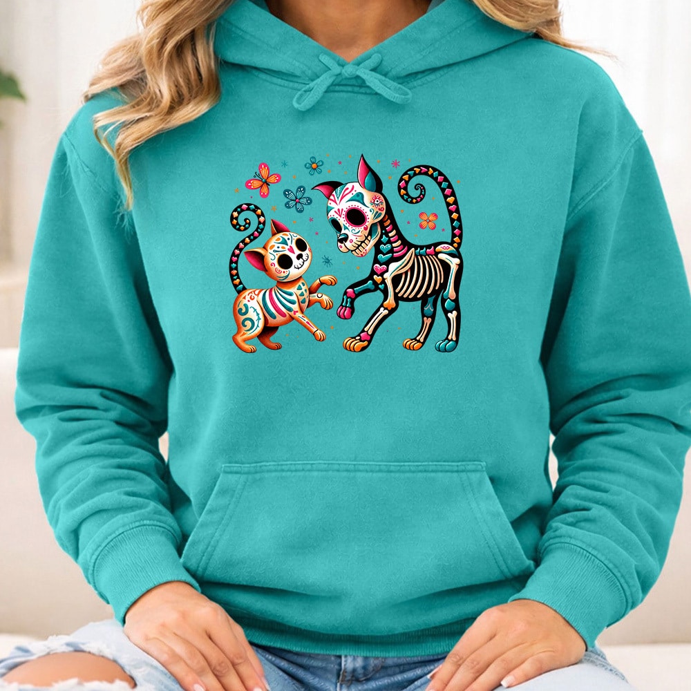 Comfort Colors Día de los Muertos Celebration Premium Hoodie Seafoam