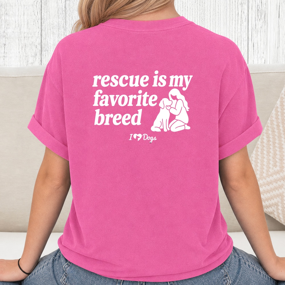 Comfort Colors Rescue Is My Favorite iHeartDogs Vintage Washed Tee - Crunchberry