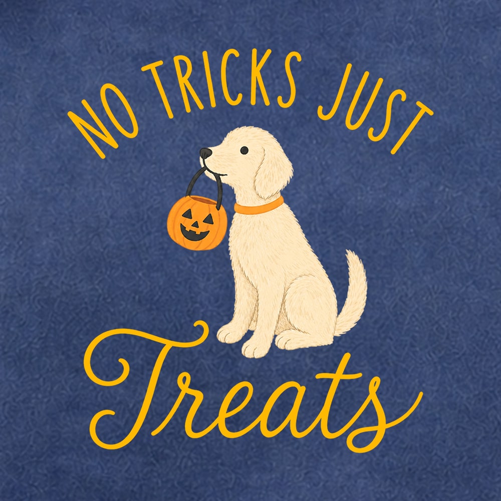 Comfort Colors No Tricks Just Treats Pup Premium Hoodie Denim - Image 2