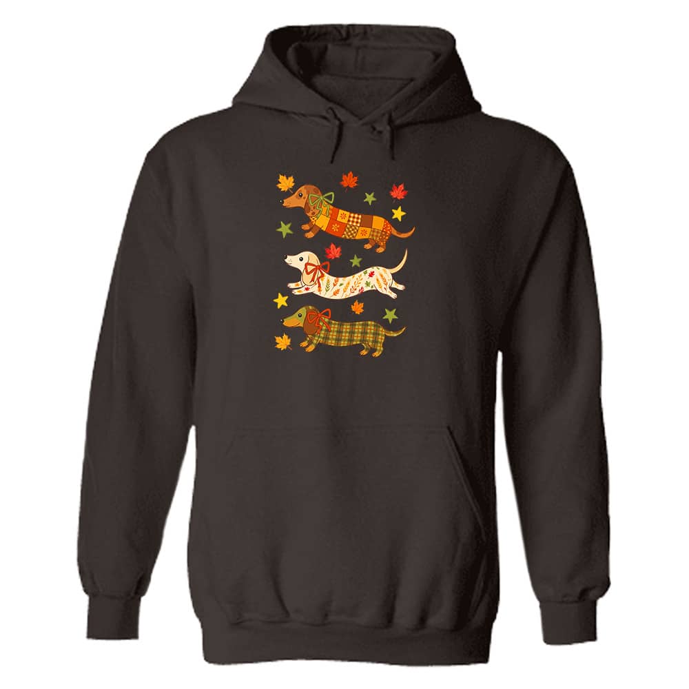 Fall Fashion Dachshunds Hoodie Brown