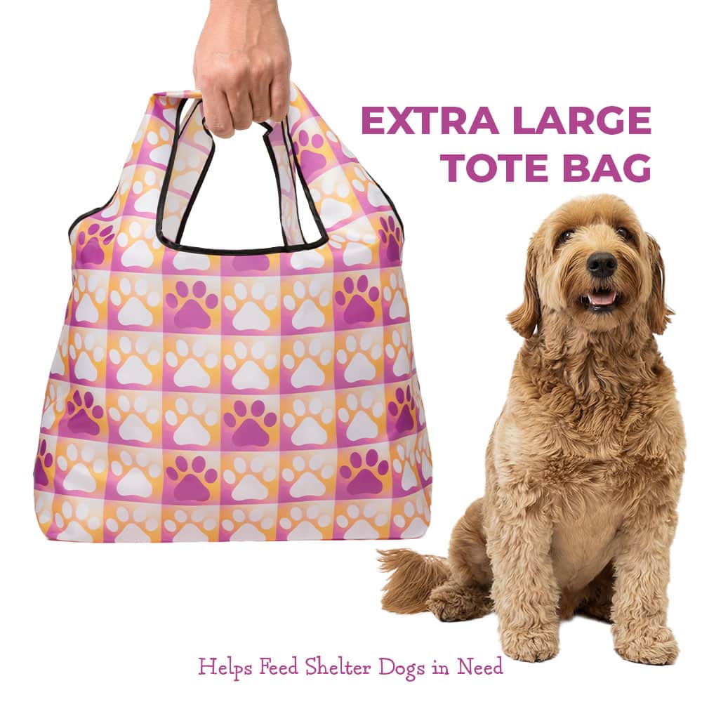 FUND 10 Meals for $10 and Get FREE Dogs & Sunflowers and Pink Paw Totes - Shopping Travel Shoulder Bag, Folding Grocery Tote Pouch Bag - Image 3