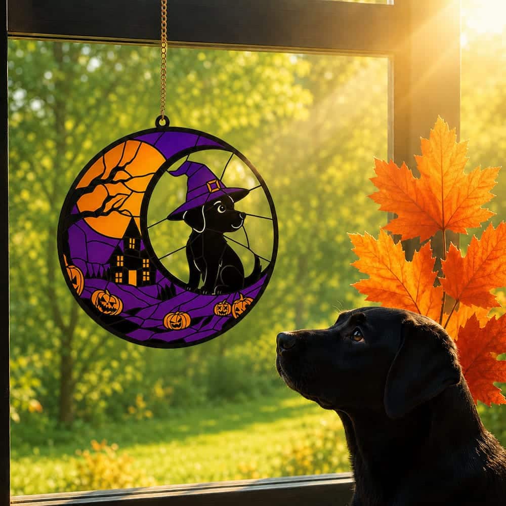FUND 20 Meals for $20 and Get This Halloween Set! Creepy Crack Dog Treats, Witchy Dog Garden Flag and Black Dog Witch Hat & Haunted House – Handcrafted Acrylic Dog Window Ornament - Image 3